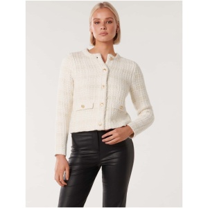 Forever New Women's Amy Textured Knit Cardigan Sweater in Cream