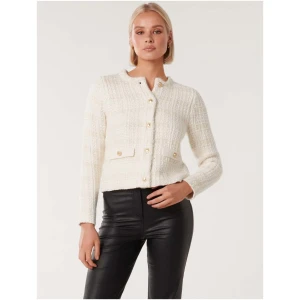 Forever New Women's Amy Textured Knit Cardigan Sweater in Cream