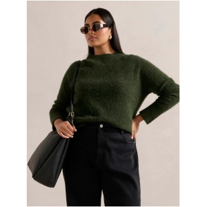 Forever New Women's Anela Curve Stand Neck Jumper in Pine Green