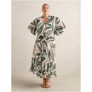 Forever New Women's Annabel Curve Button Through Midi Dress in Ionia Abstract
