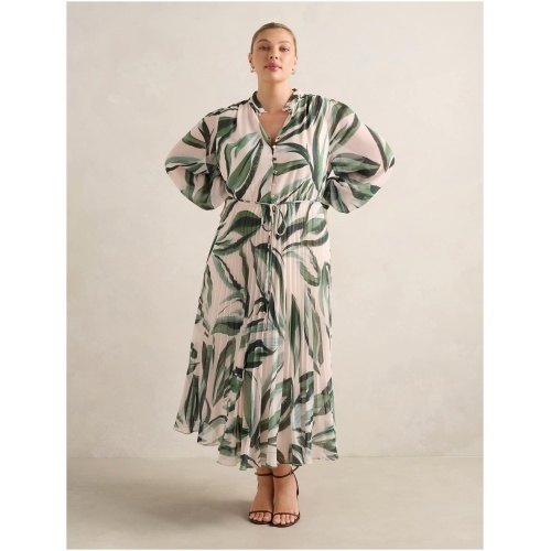 Forever New Women's Annabel Curve Button Through Midi Dress in Ionia Abstract