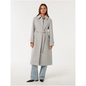 Forever New Women's Annie Belted Coat in Light Grey Check