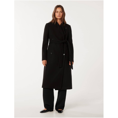 Forever New Women's Ari Funnel Neck Coat in Black