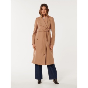 Forever New Women's Ari Funnel Neck Coat in Camel