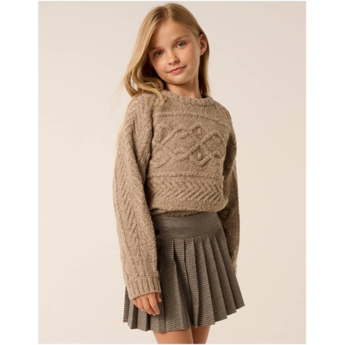 Forever New Women's Ari Teen Cable Knit Cropped Jumper in Camel Marle