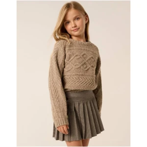 Forever New Women's Ari Teen Cable Knit Cropped Jumper in Camel Marle