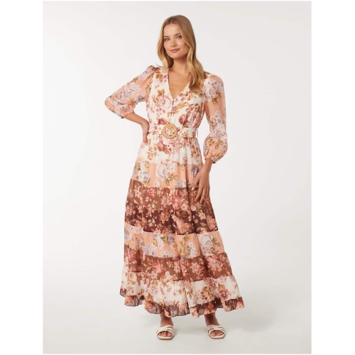 Forever New Women's Arlena Patchwork Midi Dress in Nolan Splice Floral
