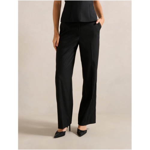 Forever New Women's Astrid Wide-Leg Pants in Black Pinstripe