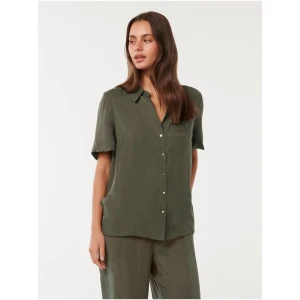 Forever New Women's Betsy Cupro Shirt in Dark Green Co-Ord