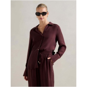 Forever New Women's Bonnie Cupro Shirt in Elderberry Co-Ord