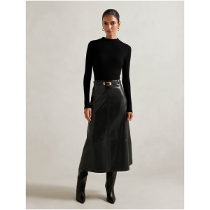 Forever New Women's Brooklyn Petite Vegan Leather Midi Dress in Black