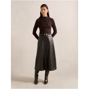 Forever New Women's Brooklyn Vegan Leather A-line Midi Dress in Shadow Brown