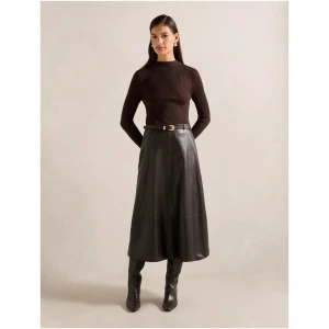 Forever New Women's Brooklyn Vegan Leather A-line Midi Dress in Shadow Brown