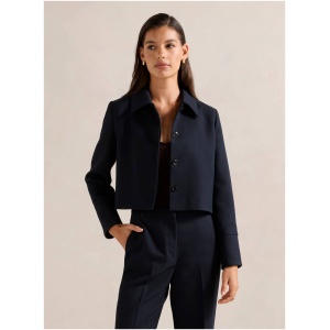 Forever New Women's Carson Twill Crop Jacket in Navy Suit