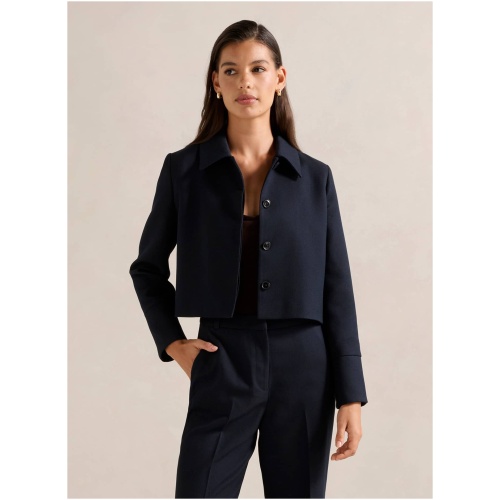 Forever New Women's Carson Twill Crop Jacket in Navy Suit