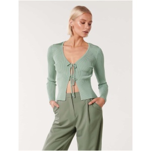 Forever New Women's Cassie Tie-Front Knit Cardigan Sweater in Sage Green