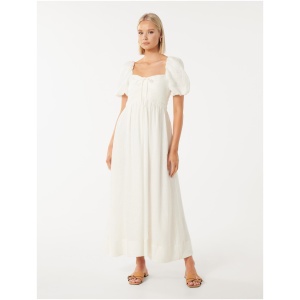 Forever New Women's Destiny Ruched Bodice Midi Dress in Porcelain