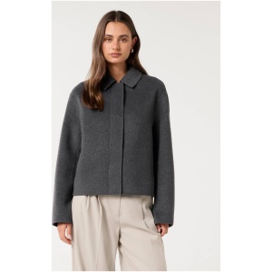 Forever New Women's Eden Zip-Through Felled Jacket in Charcoal