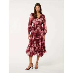Forever New Women's Elizabeth Long Sleeve Midi Dress in Berry Odella Floral