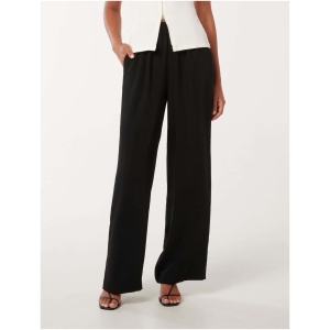 Forever New Women's Enya Elastic Wide Leg Pant in Black