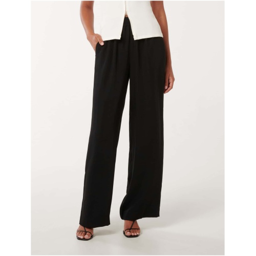 Forever New Women's Enya Elastic Wide Leg Pant in Black