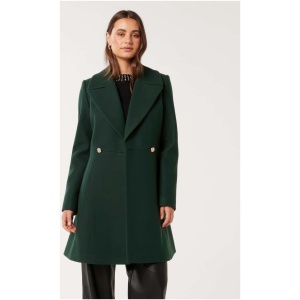 Forever New Women's Esther Fit and Flare Coat in Dark Green