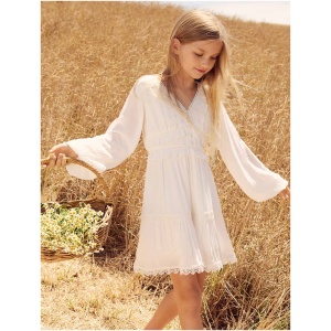 Forever New Women's Everly Teen Lace Trim Dress in White Cloud