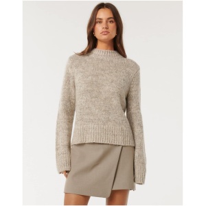 Forever New Women's Frankie Stand-Neck Jumper in Oatmeal Marl