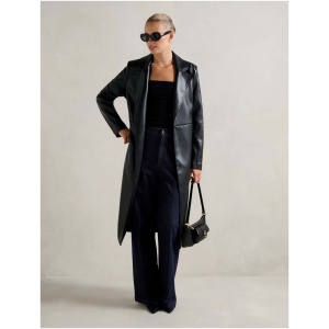 Forever New Women's Gabbi Vegan Leather Trench Coat in Black