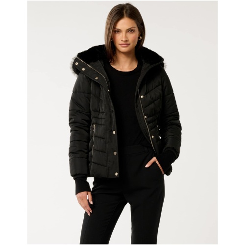 Forever New Women's Gina Short Puffa Jacket in Black