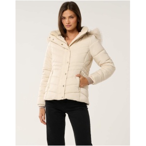 Forever New Women's Gina Short Puffer Jacket in True Cream