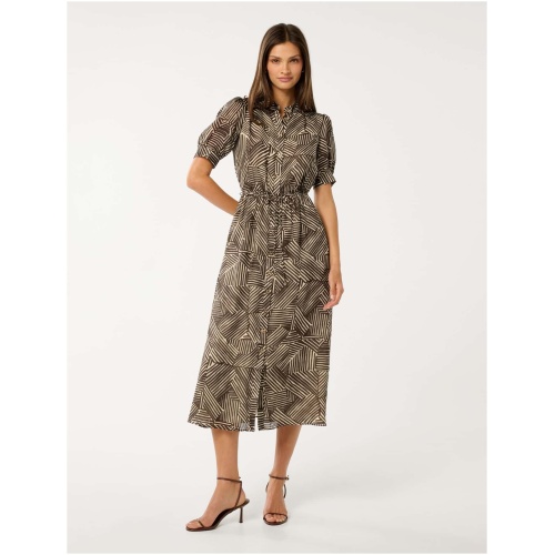 Forever New Women's Hallie Printed Midi Dress in Dark Sloane Abstract