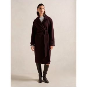 Forever New Women's Heidi Double Breasted Wrap Coat in Deep Plum
