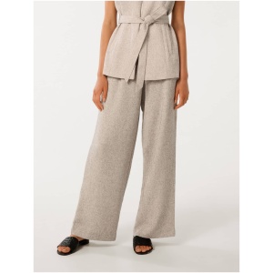Forever New Women's Jackie Textured Wide-Leg Pants in Soft Grey Fleck