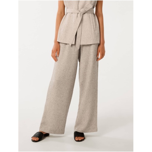 Forever New Women's Jackie Textured Wide-Leg Pants in Soft Grey Fleck