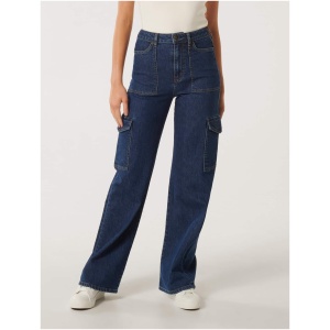 Forever New Women's Jenny Cargo Jean in Dark Wash
