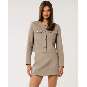 Forever New Women's Jules Felled Button Jacket in Taupe Set