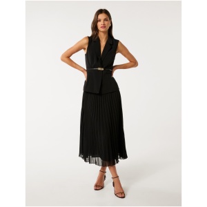 Forever New Women's Lana Pleated Vest Maxi Dress in Black