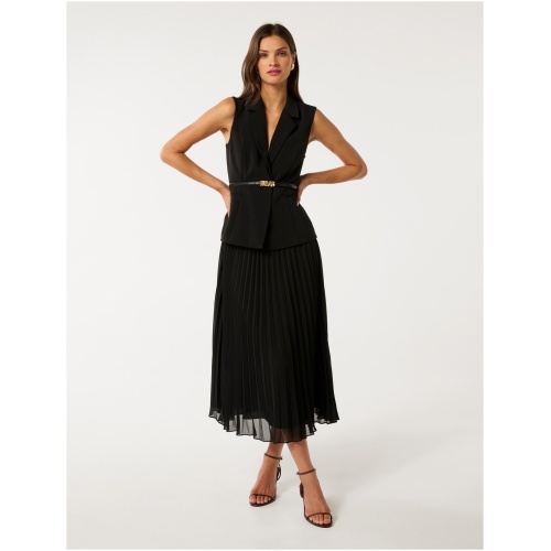 Forever New Women's Lana Pleated Vest Maxi Dress in Black