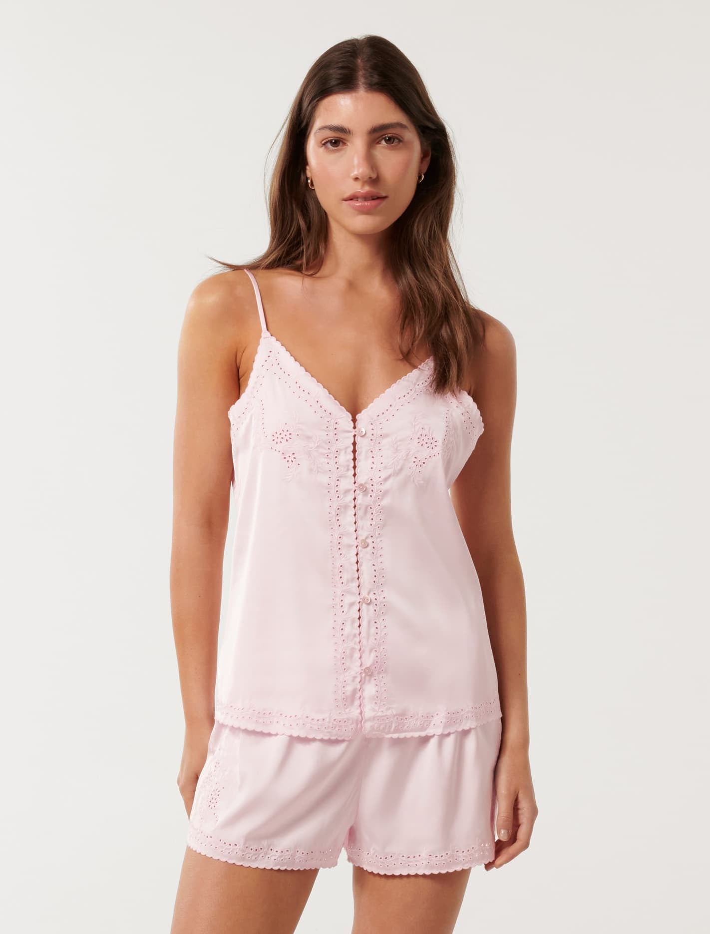 Forever New Women's Lauretta Two Piece Short PJ Set in Rosewater Pink