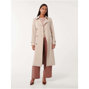 Forever New Women's Leanne Crepe Trench Coat in Stone Taupe