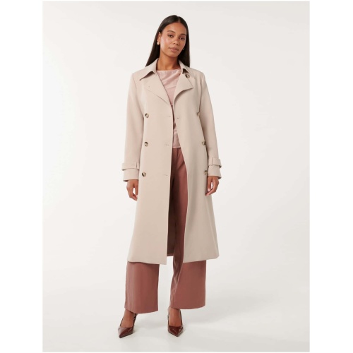 Forever New Women's Leanne Crepe Trench Coat in Stone Taupe