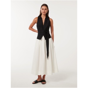 Forever New Women's Liana 2 in 1 Collared Midi Dress in Black White