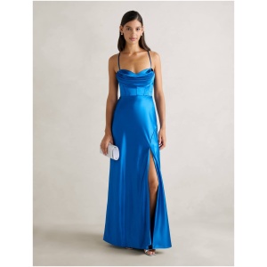 Forever New Women's Luna Corset Satin Maxi Dress in Intense Azure