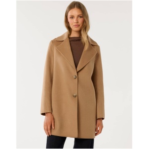 Forever New Women's Madi Felled Mid-Length Coat in Camel Marle
