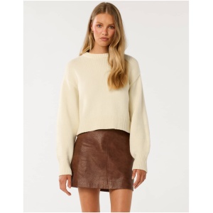 Forever New Women's Matilda Knitted Crew-Neck Jumper in Butter