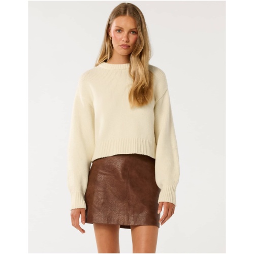 Forever New Women's Matilda Knitted Crew-Neck Jumper in Butter