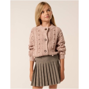 Forever New Women's Maxine Teen Pom-Pom Cardigan Sweater in Peach Glimmer
