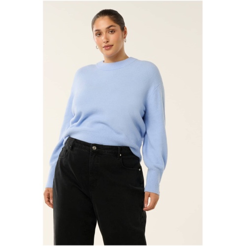 Forever New Women's Millie Curve Crew Neck Jumper in Dusty Blue