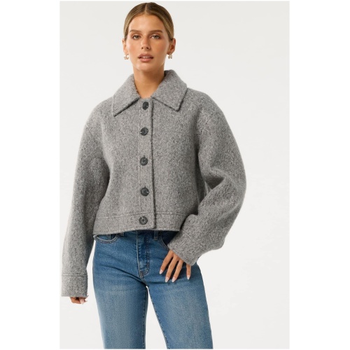 Forever New Women's Millie Petite Crop Marle Jacket in Charcoal
